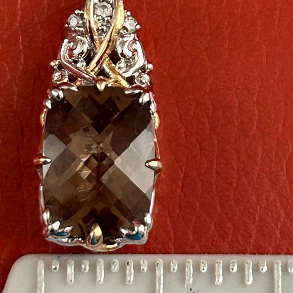 Vintage Michael Valitutti Smokey topaz & sterling silver Gems en Vogue pendant. - Picture 7 of 8